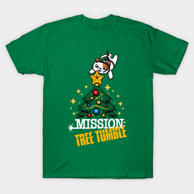 Funny Christmas Mission Impossible Cat Parody T-Shirt by BoggsNicolas